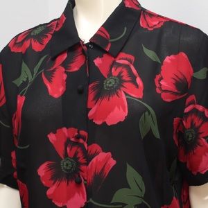 Vintage red flower button up